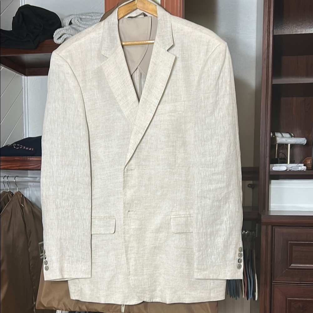 Tasso Elba Cream Sport Coat with Notch Lapel